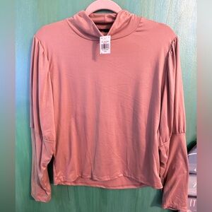 Mock Dusty Pink Turtle Neck Long Sleeve Top NEW 1XL